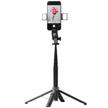Bluetooth Selfie Stick Tripod 4 Leg Floor Stand with Dual Fill Light-White