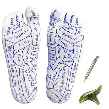 2 Pairs of Reflexology Socks with Trigger Point Massage Tools Foot Massage