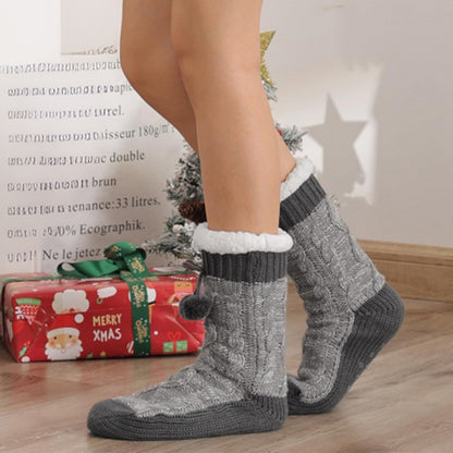 Womens Slipper Fuzzy Grip Socks Fluffy Winter Warm Thermal Grip Socks-Grey