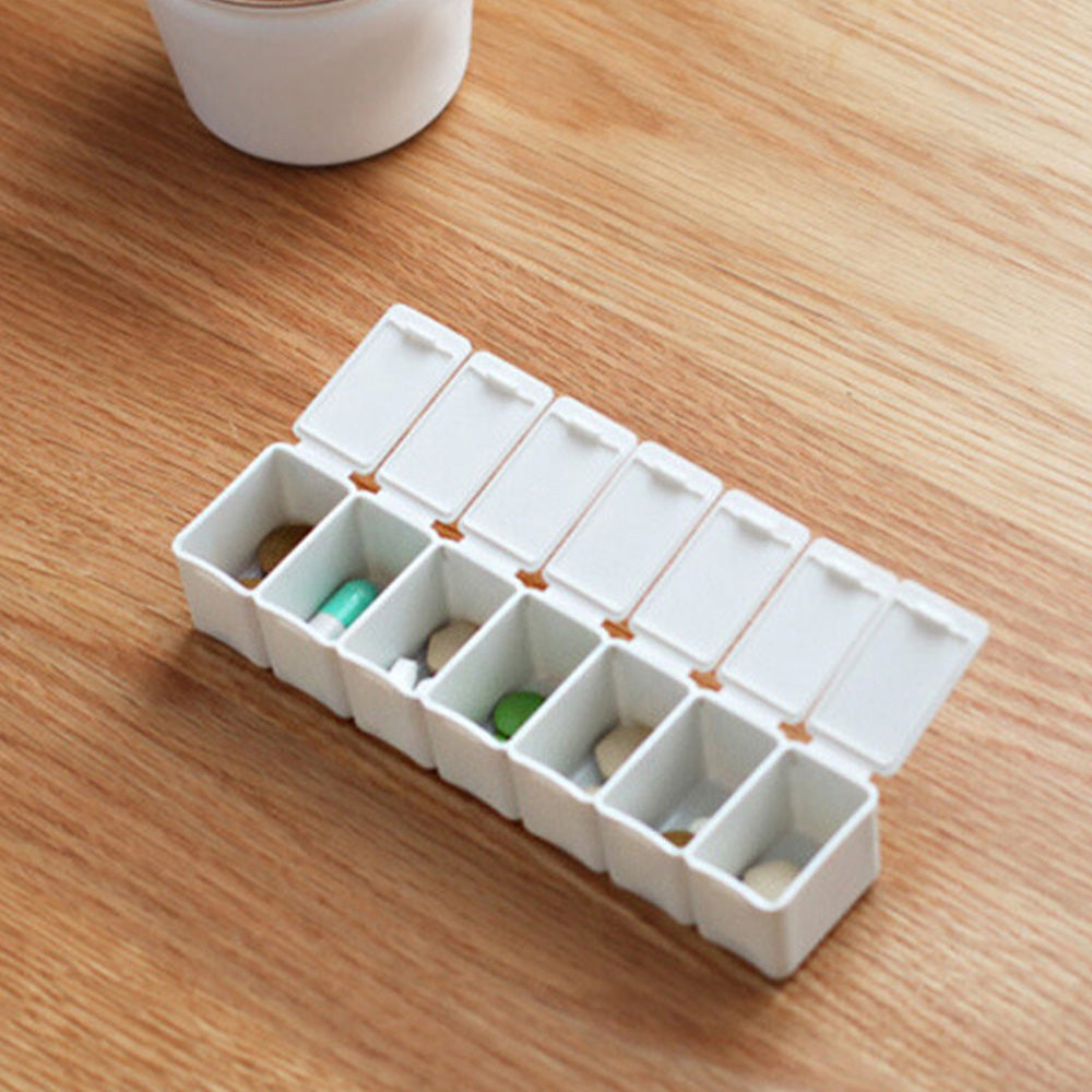 4 PCS Weekly Pill Organizer 7 Day Medicine Box with Compartments for Travel Home White
