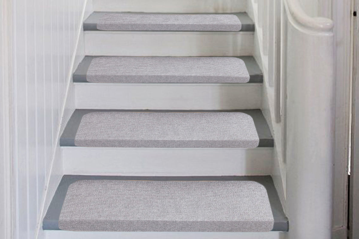 4Pcs Stairs Tread Mat Self-adhesive Cling Non Slip Wear-Resistant Carpet Mat-Gray