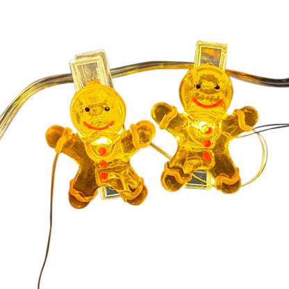 1.1M Christmas Photo Clip Light 10LEDs Fairy String Lights Wall Hanging Pictures Bedroom Wedding Decor Gingerbread Man Style