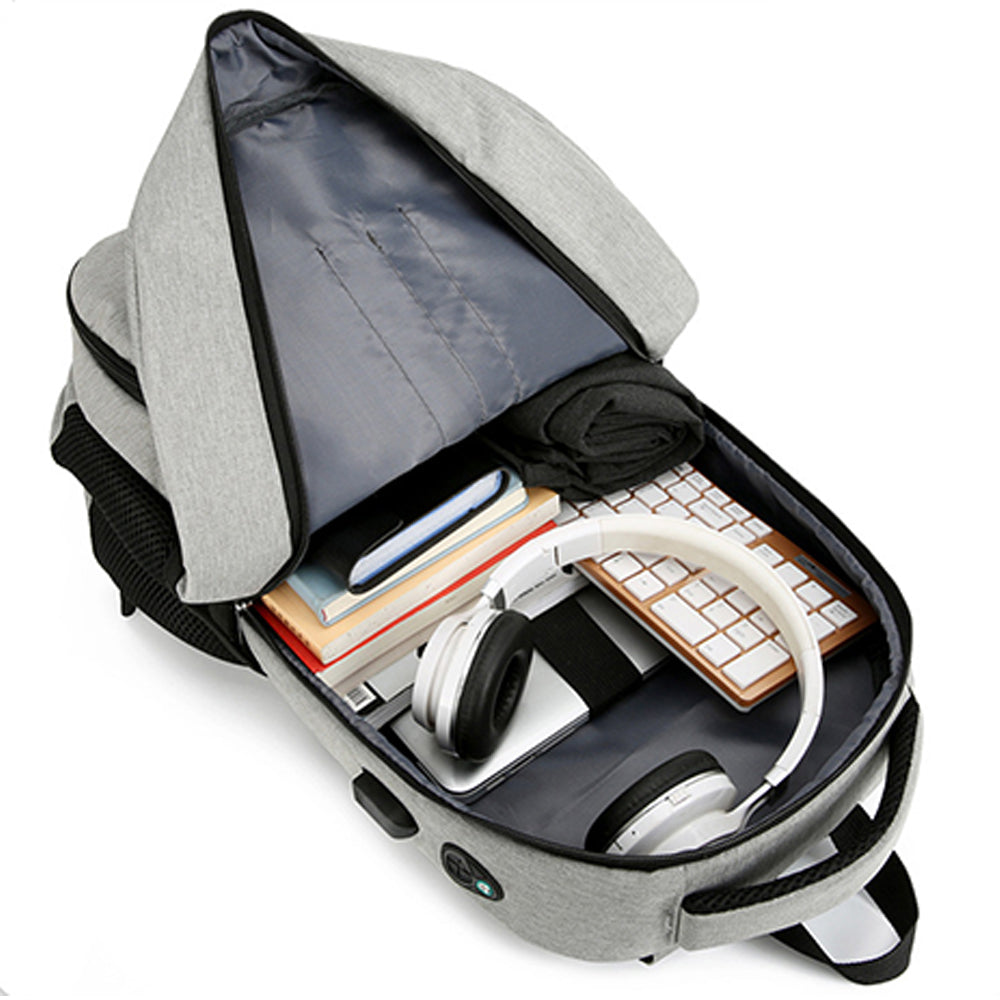2 in 1 Large Capacity Laptop Backpack and Insulated Lunch Bag for Office Travel-Light Grey