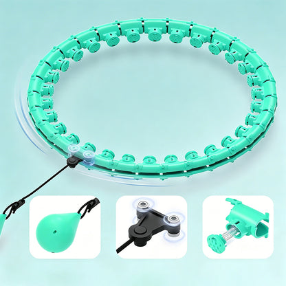 32 Section Detachable Weighted Hula Hoop Adjustable 26 to 58 Inches-Green