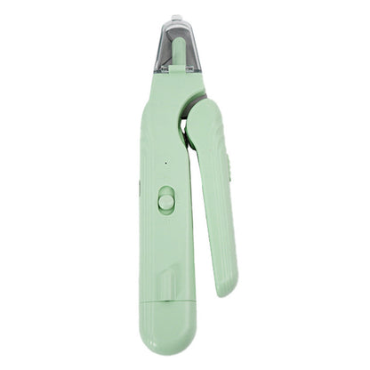 2-in-1 Pet Nail Grinder with LED Lights USB Rechargeable Dog Nail Clippers Cats Claw Trimmer Green