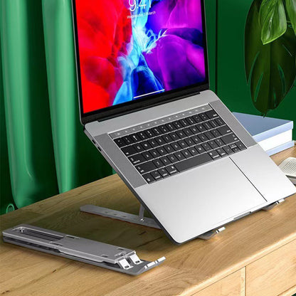 2Pcs 6-Level Adjustable Laptop Stand Foldable Aluminium Tablet Riser with Carry Bag