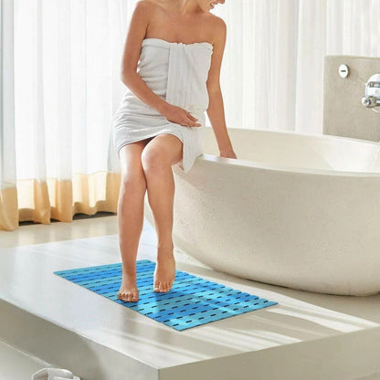 40x63 cm Bath Mat with Strong Suction Cups-Blue