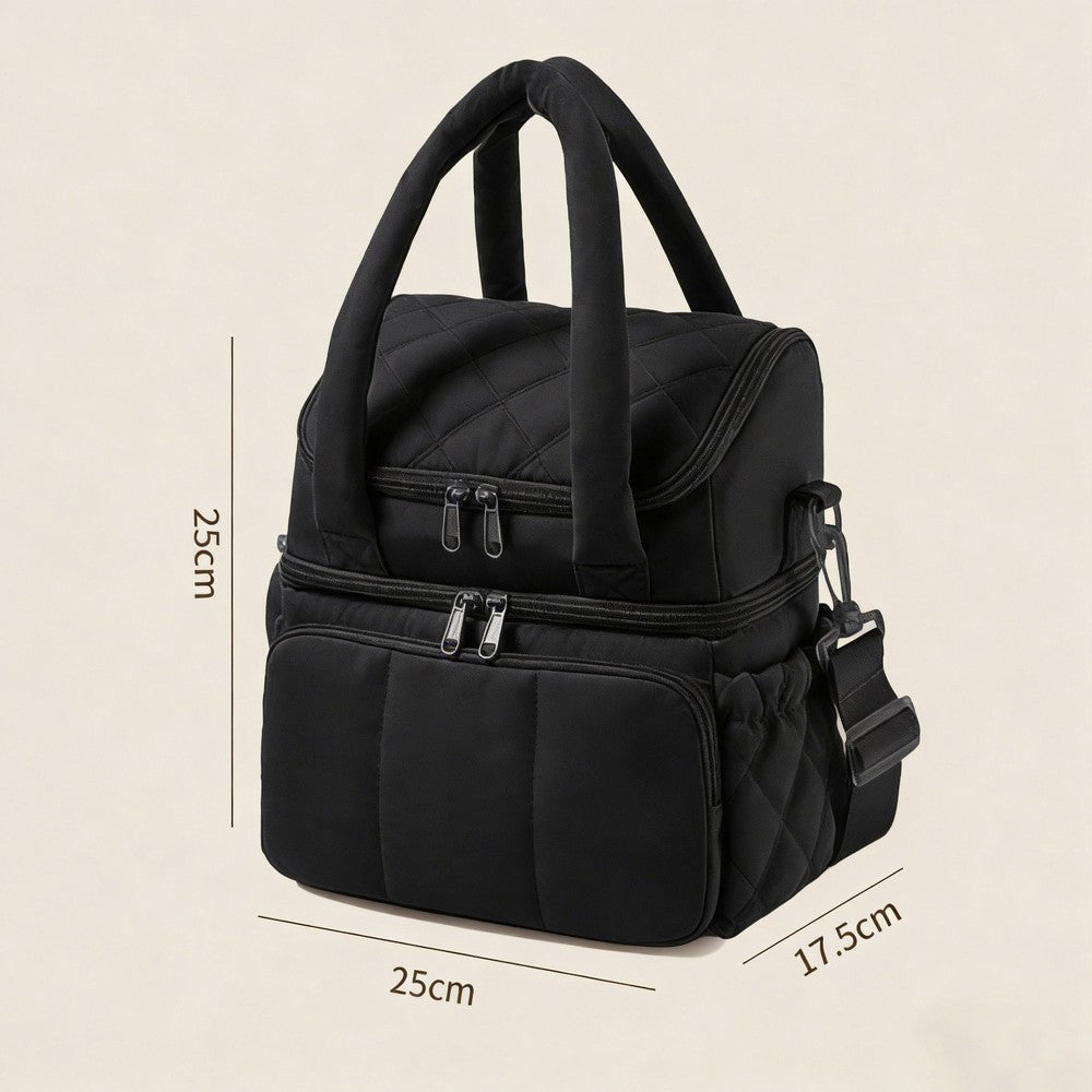 Lunch Bag Women Double Deck Insulated Lunch Bag For Work Picnic Travel-Black