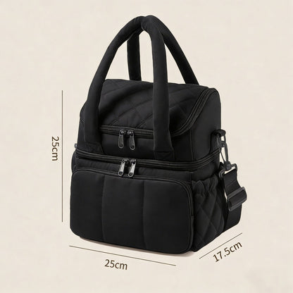 Lunch Bag Women Double Deck Insulated Lunch Bag For Work Picnic Travel-Black
