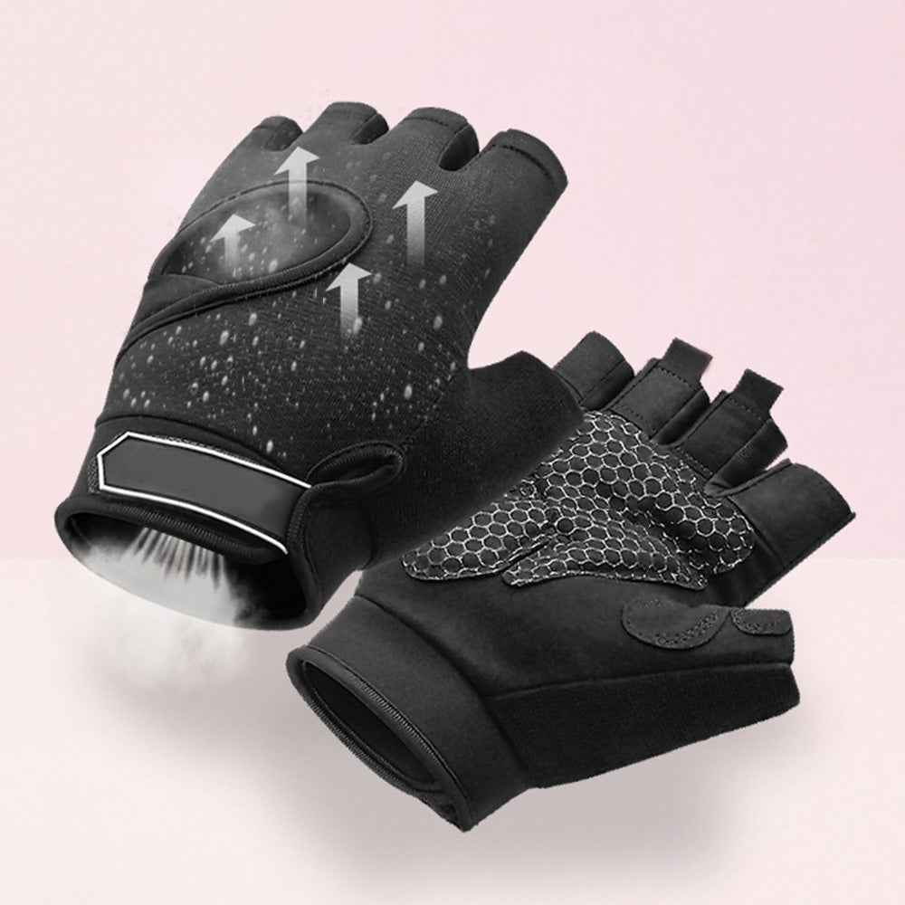 Durable Half-Finger Fitness Gloves for Gym Workouts Men & Women Black