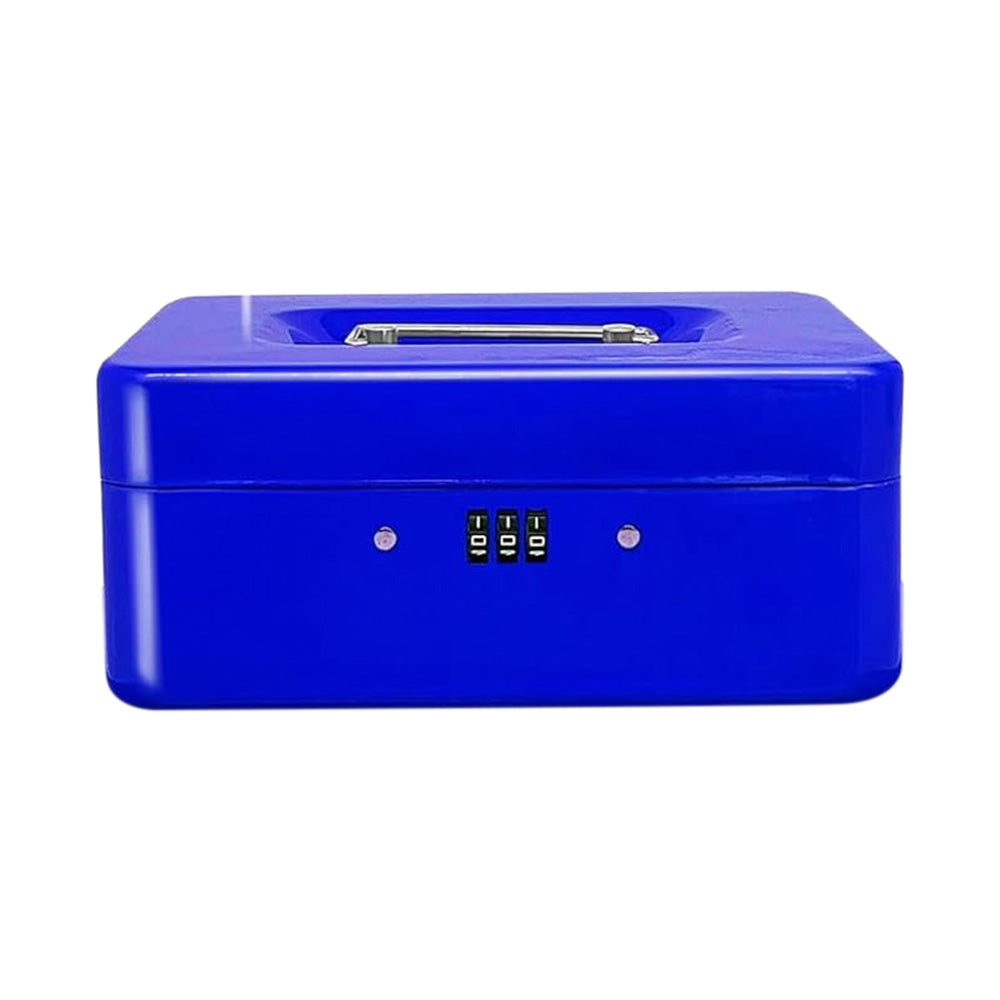 Lockable Cash Box Deposit Petty Cash Money Box with Code Lock Security Safe-Blue