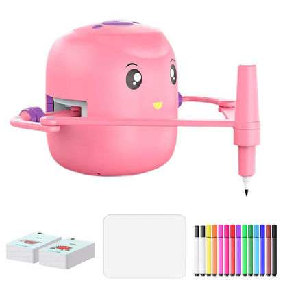 Interactive Educational Drawing Robot with 100 Cards Voice Interaction Learning Toy Pink