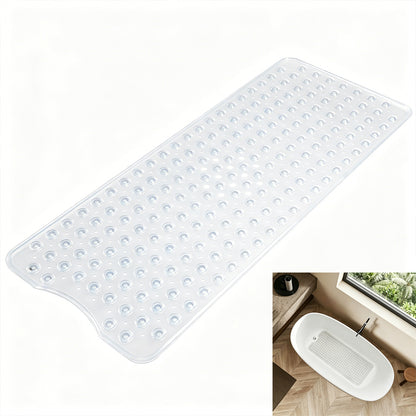 Bathtub Bubble Mat 100x40cm Non Slip Bath Mat with Drain Holes for Shower-White