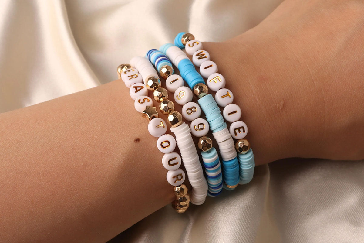 2Pcs Bracelets Set Mid Friendship Inspired Jewelry Gifts For Girls Concert Fans Bracelet-Blue And Purple