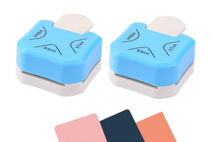 2 Piece 3-In-1 Corner Rounder Paper Round Corner Edges Punch - Blue