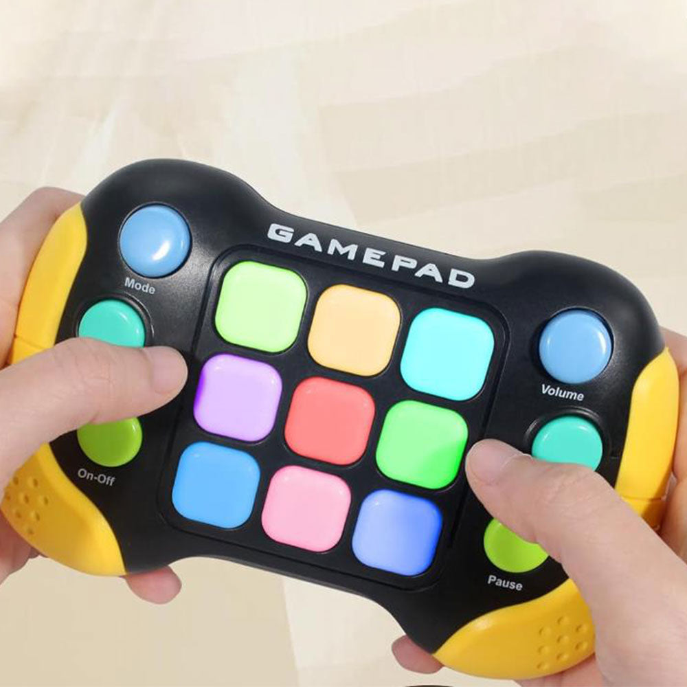 Fast Push RGB Game Toy Handle Electronic Brain and Memory Game Pad for Kids Teens Yellow
