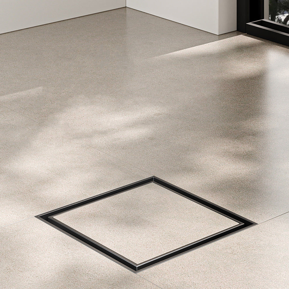 Square Shower Drain with Filter-Black