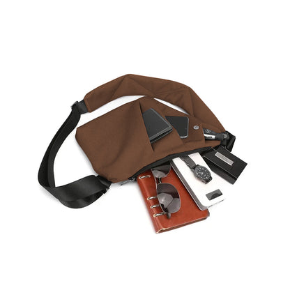 Men Anti-Theft Chest Pack Right Shoulder Sling Bag Travel Sports Crossbody Bag Coffee