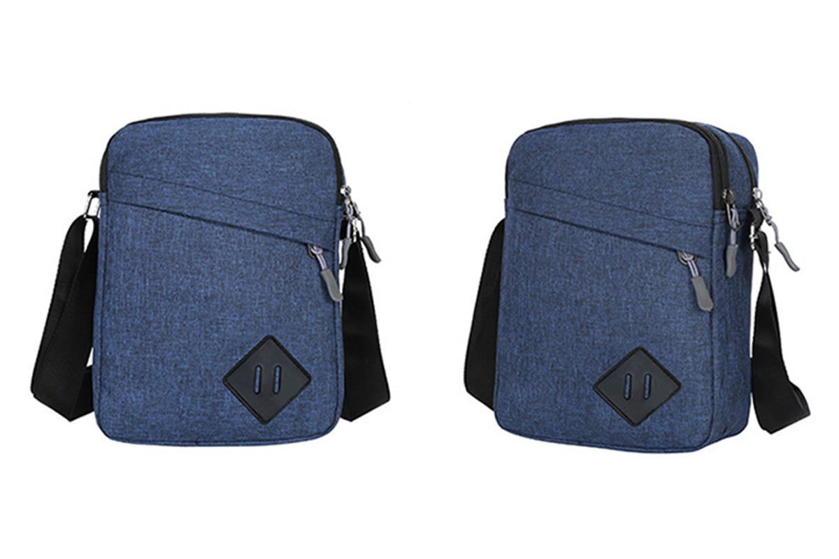 Men's Oxford Crossbody Shoulder Bag with Adjustable Strap and Multi-Pocket Messenger Design-Blue