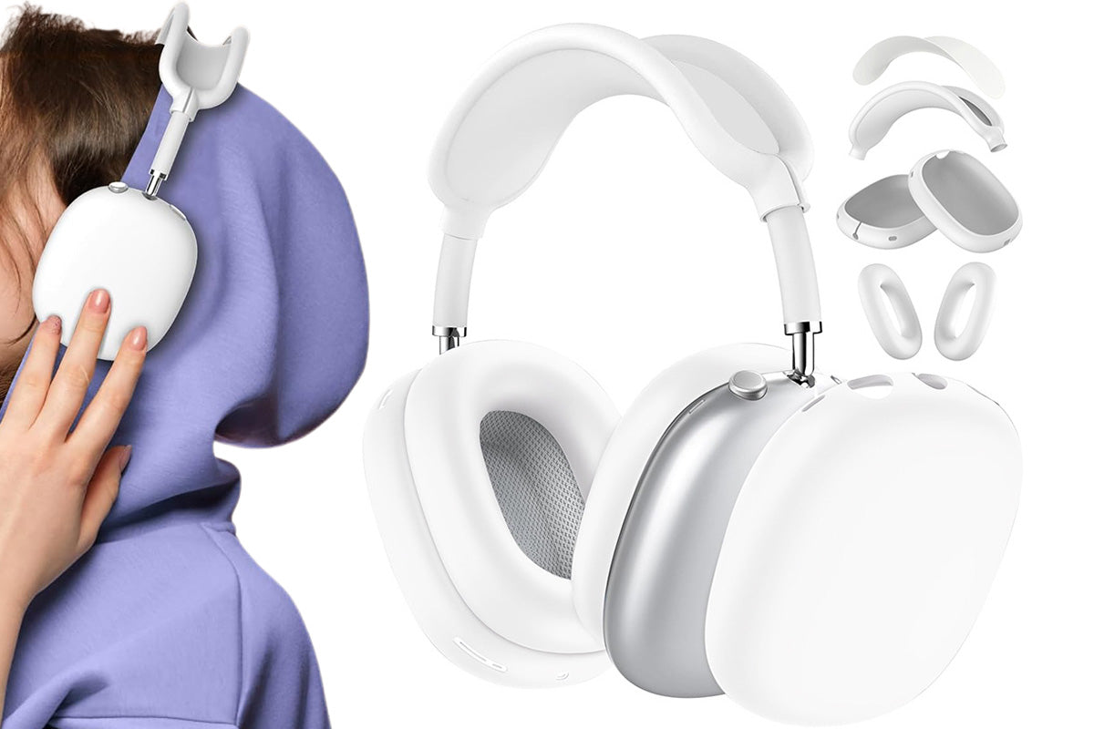 Silicone Case Cover for AirPods Max with Ear Pad Case Cover and Ear Cups Cover-White
