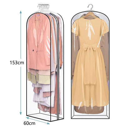 3Pcs Set Transparent Garment Bags Dustproof Hanging Suit Bags for Closet Storage