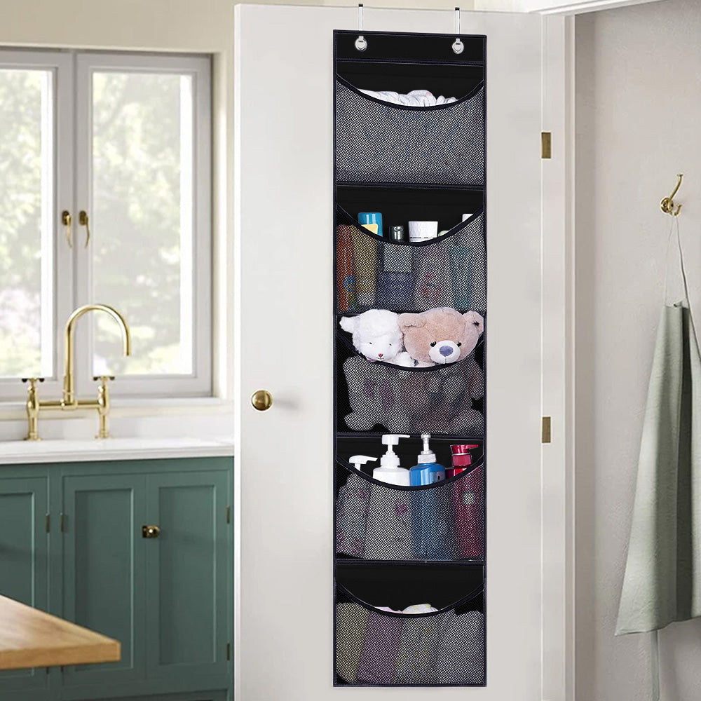 Over Door Organizer for Stuffies Toy Hanging Storage Net Bag for Animals Stuffy Black