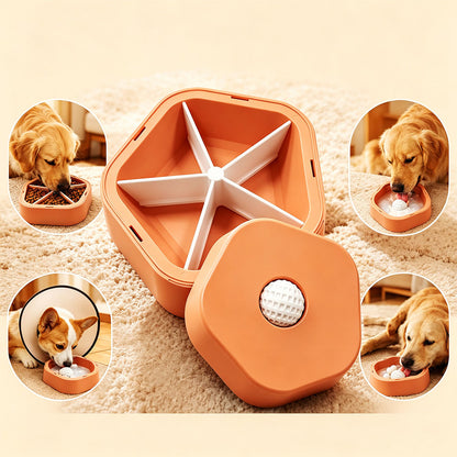 2 in 1 Removable Insert Slow Feeder Pet Bowl - Orange