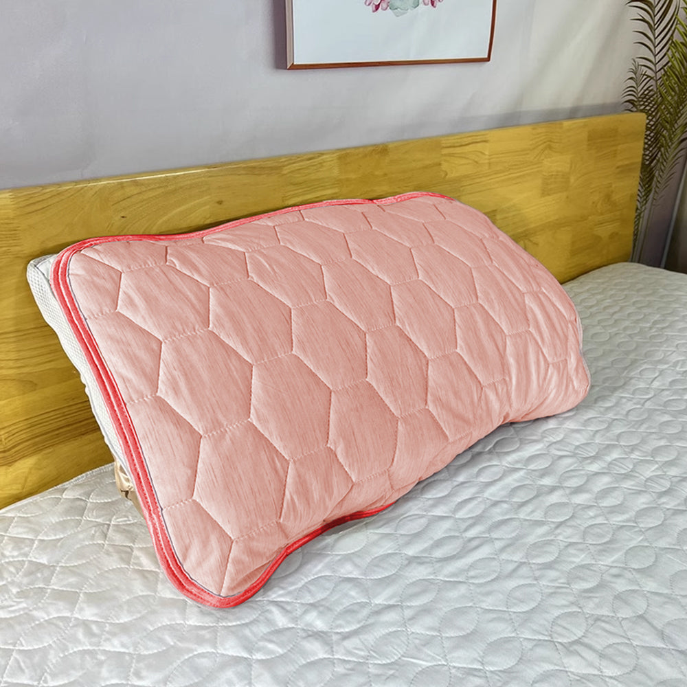 Pillowcase and Pillow Towel Set Cooling Pillow Covering Decorative Cushion Cover Set Pink