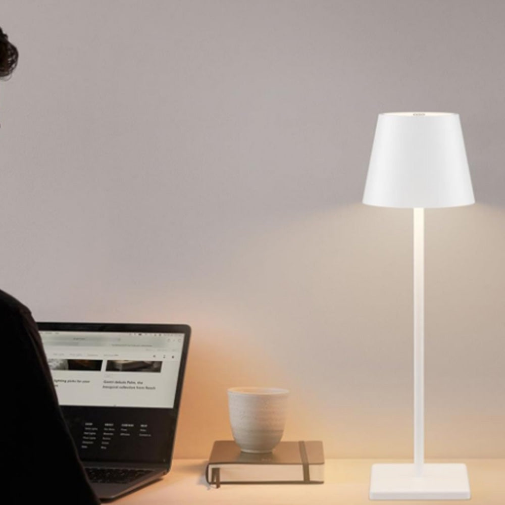 Cordless 3 Color Dimmable Table Lamp Rechargeable Modern LED Desk Lamp White