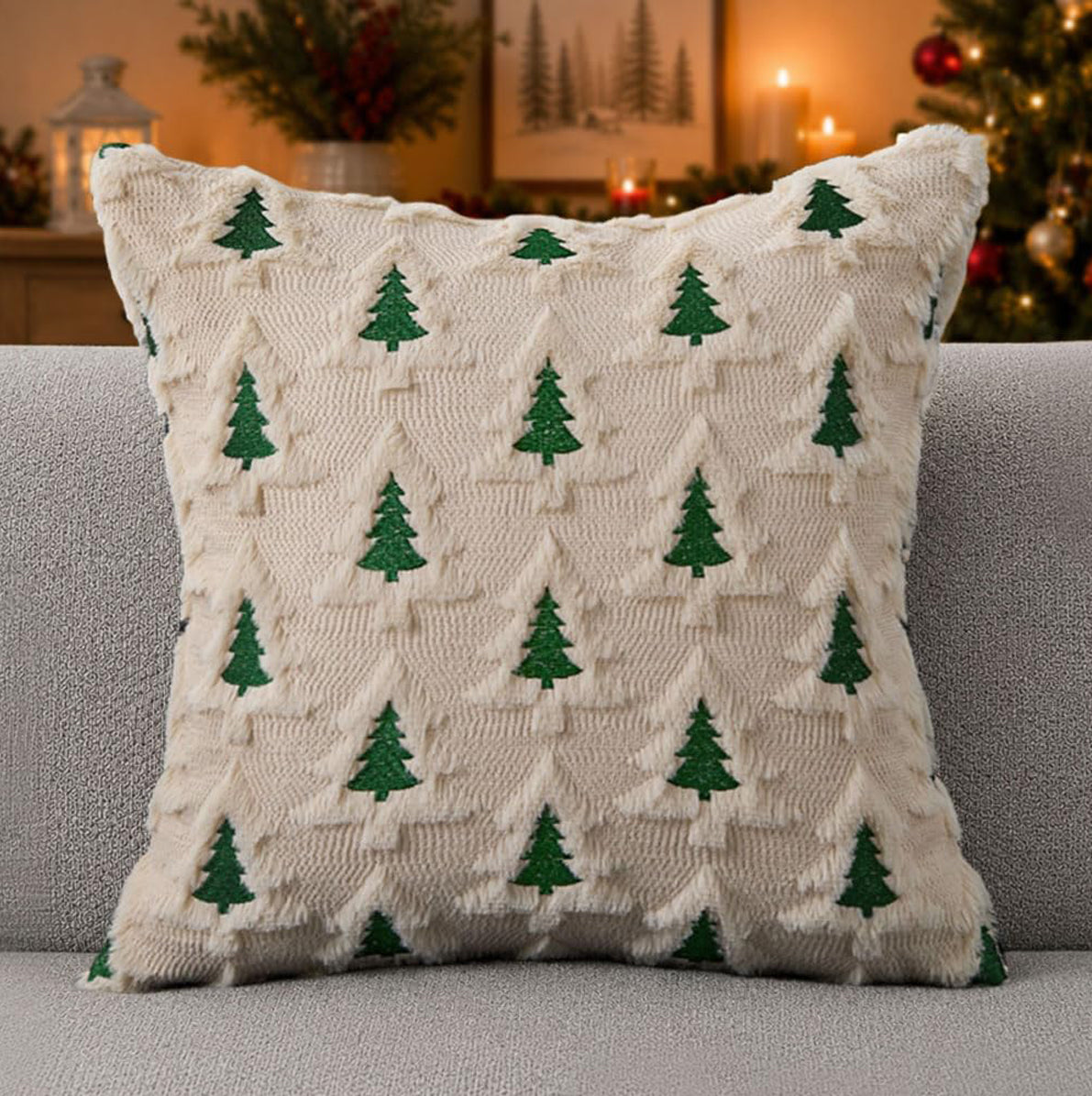 2 Pack 45x45cm Polyester Christmas Decorative Throw Pillow Covers - Green