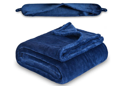 2 in 1 Travel Blanket and Pillow Flannel Blanket with Neck Pillow Case for Airplane Camping-Grey