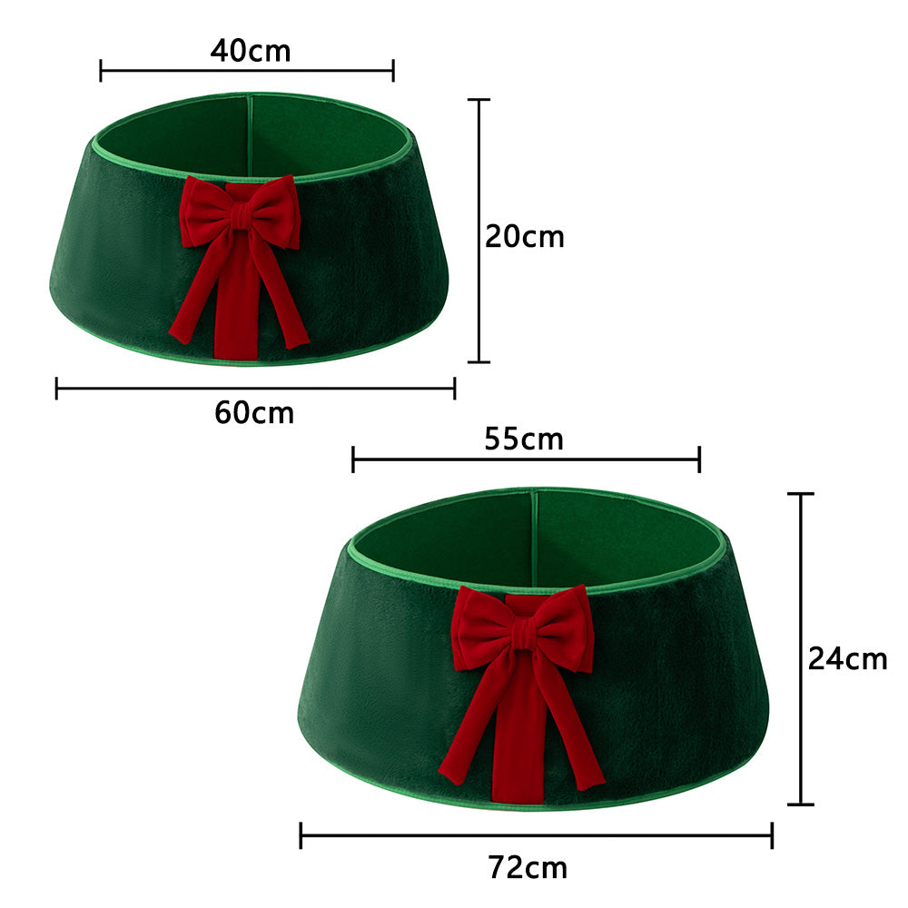 Christmas Tree Collar with Bow Holiday Tree Decor - Green