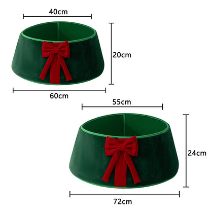 Christmas Tree Collar with Bow Holiday Tree Decor - Green