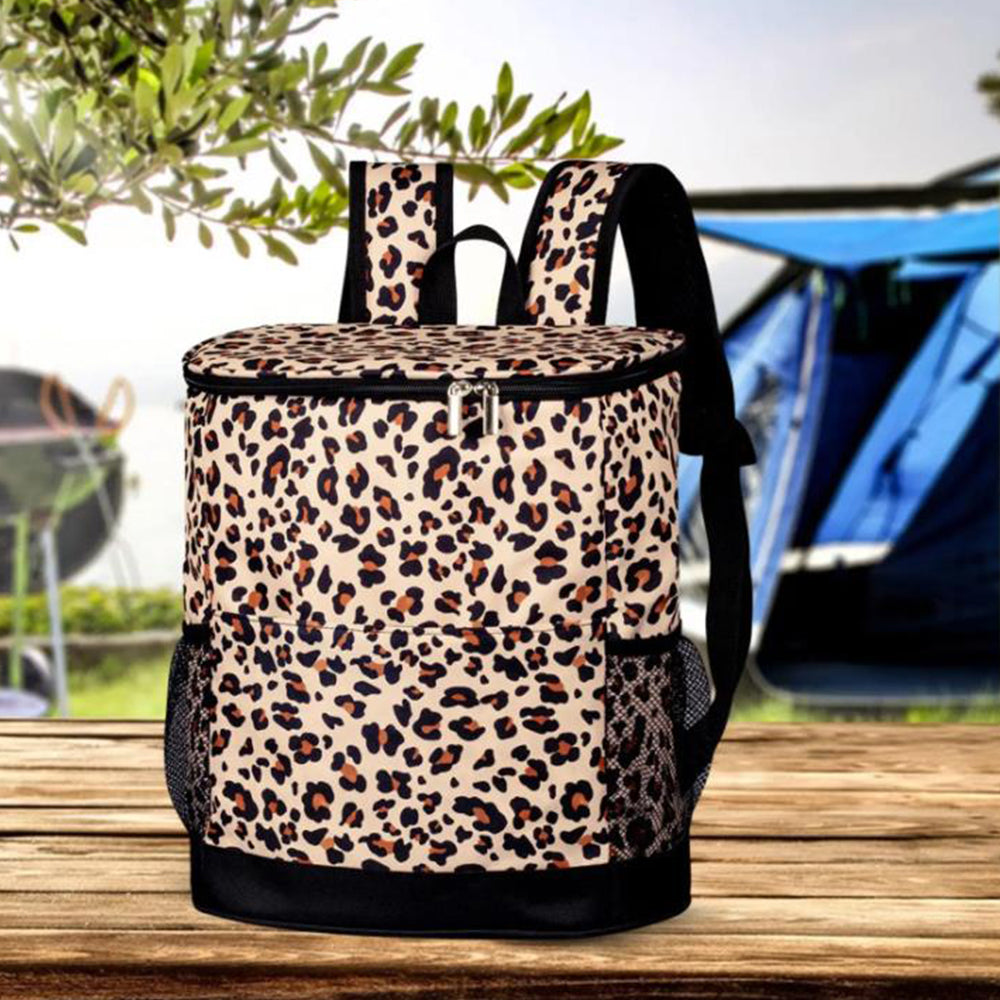 Cooler Backpack Insulated Backpack Leak-proof Cooler Bag for Camping Fishing Lunch Picnic Leopard Color