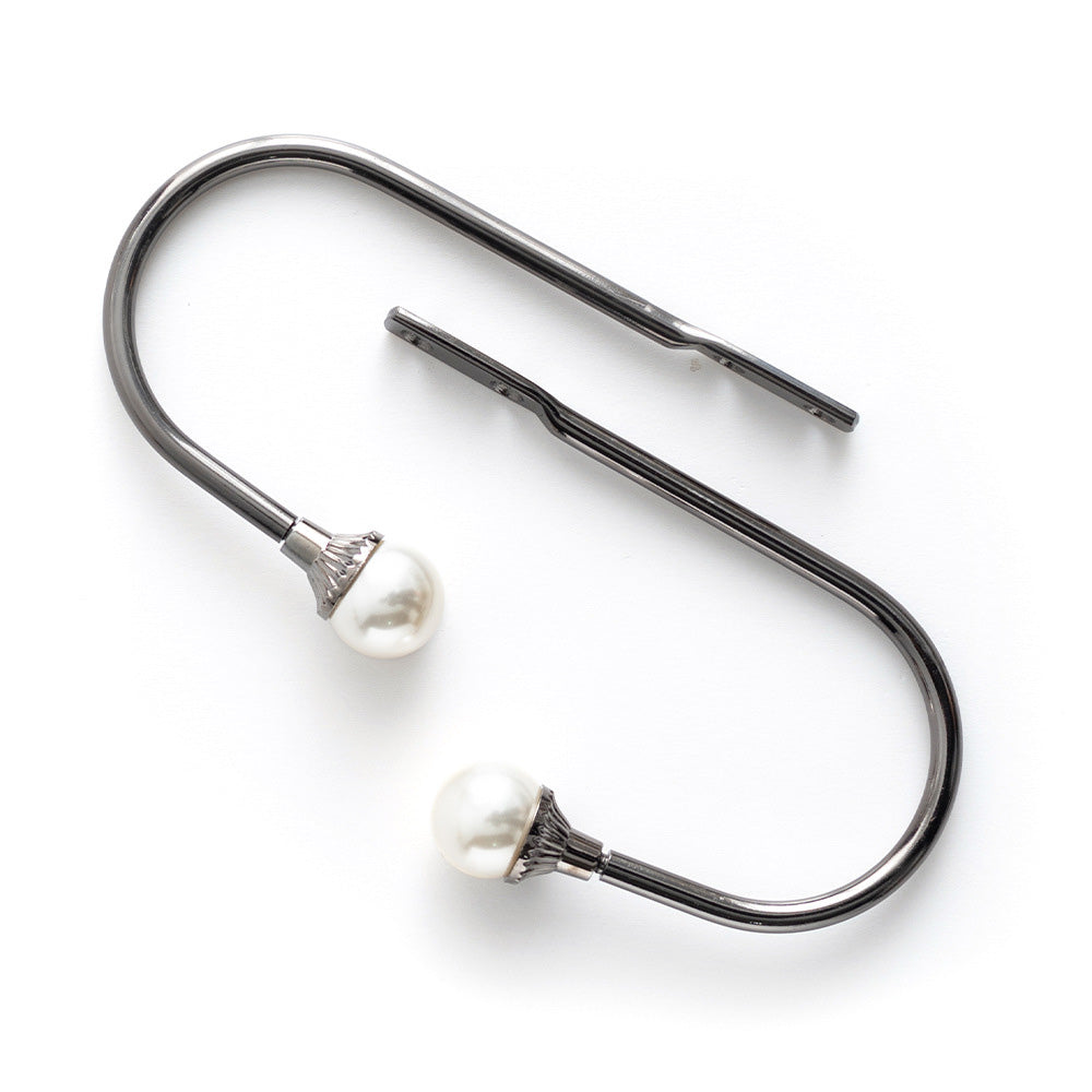 2Piece U Shape Pearl Curtain Holdback Hooks with Screws-Black