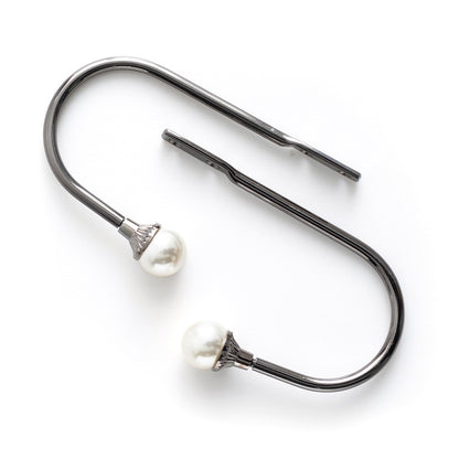 2Piece U Shape Pearl Curtain Holdback Hooks with Screws-Black