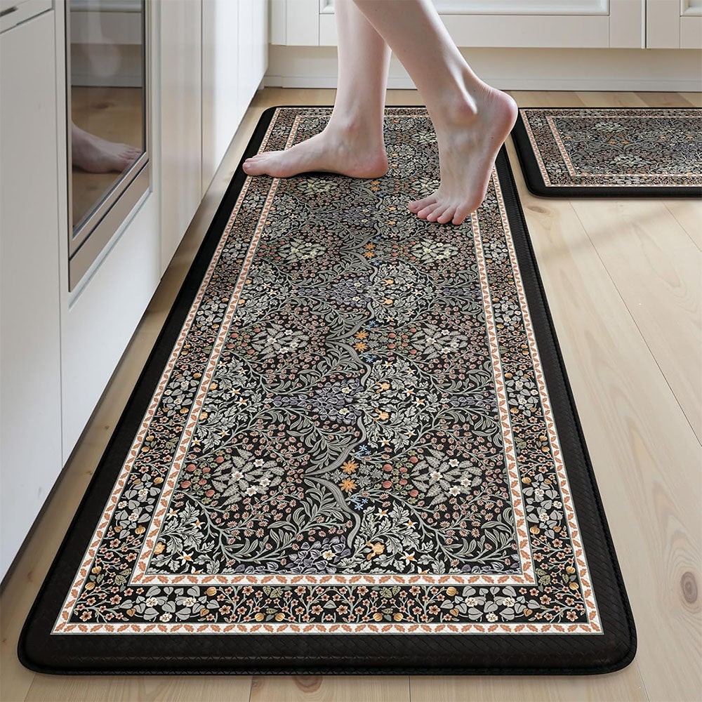 2 Piece Diatomite Kitchen Floor Mat Set - Black