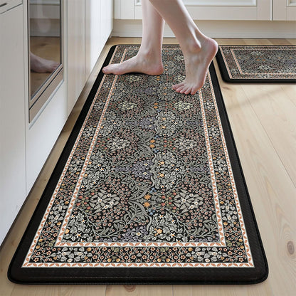 2 Piece Diatomite Kitchen Floor Mat Set - Black