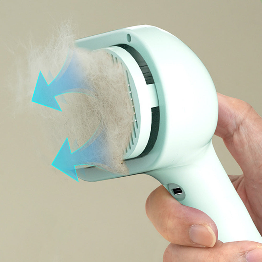 Pet Steam Brush Cat Dog Spray Hair Removal Comb for Shedding Grooming Green