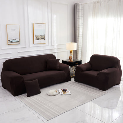 Elastic Stretch Sofa Cover Soft Four-Seater Sofa Cover Non-Slip Sofa Protective Cover -Coffee