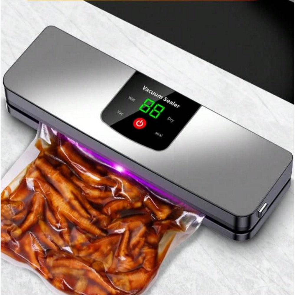 Food Saver Vacuum Sealer Machine Fully Automatic Vacuum Pump With 10 Vacuum Bags-Silver