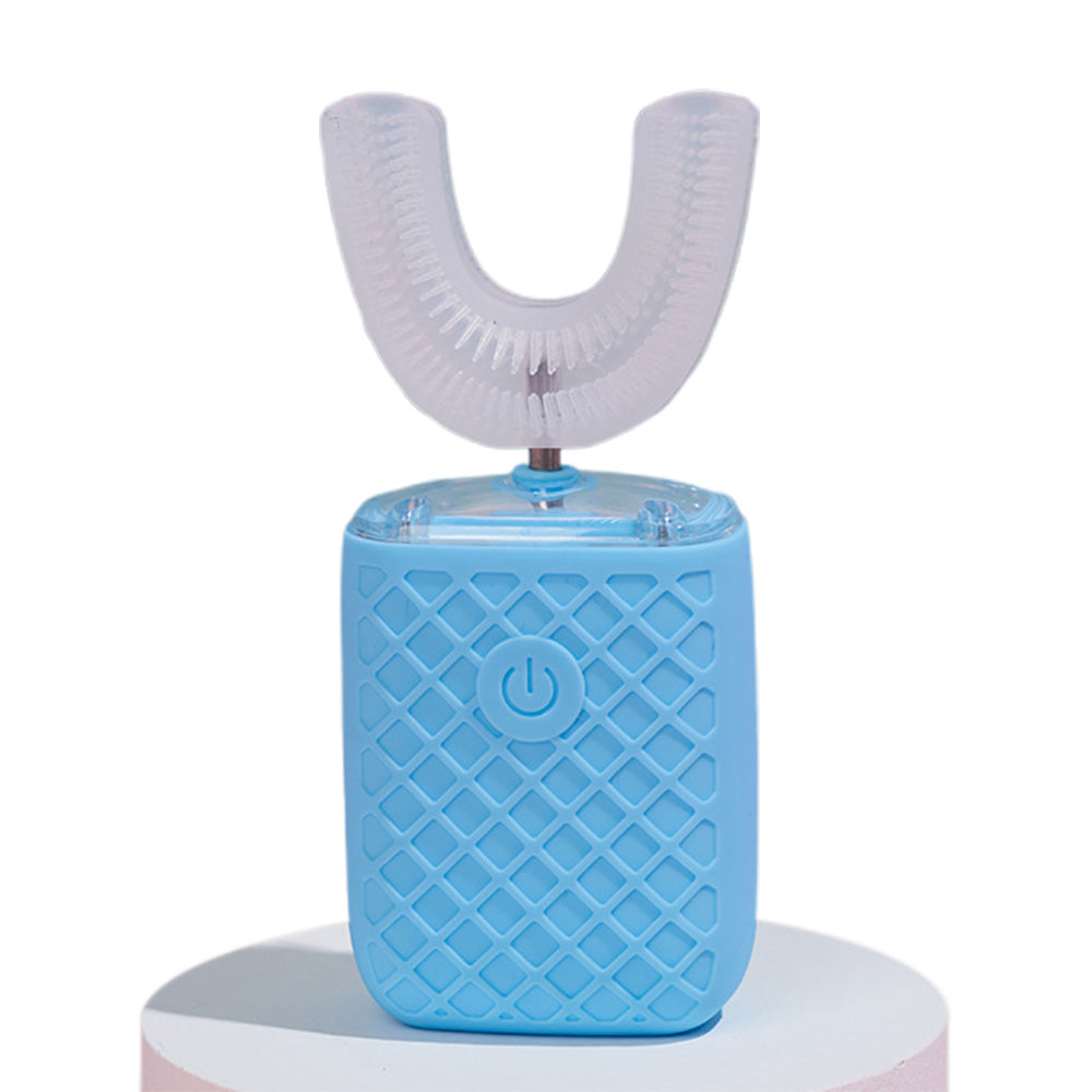 U-Shaped Automatic Electric Toothbrush ¨C With Built-In Sanitizing Cup Sky Blue