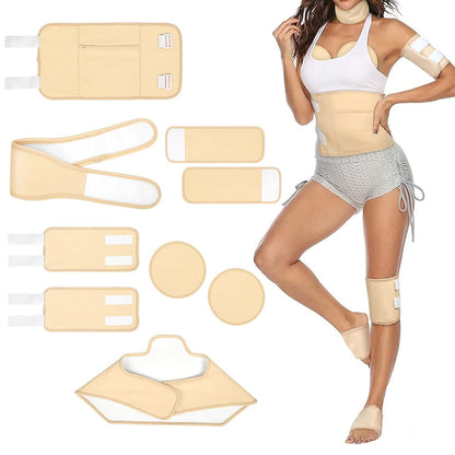 9PCS Reusable Castor Oil Pack Set ââ‚?Organic Cotton for Neck  Waist & More Beige