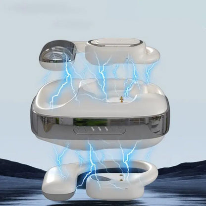 Bluetooth Open Ear Earbuds Wireless Headphones with Earhooks Air Conduction Headset with Mic for Running Workout White