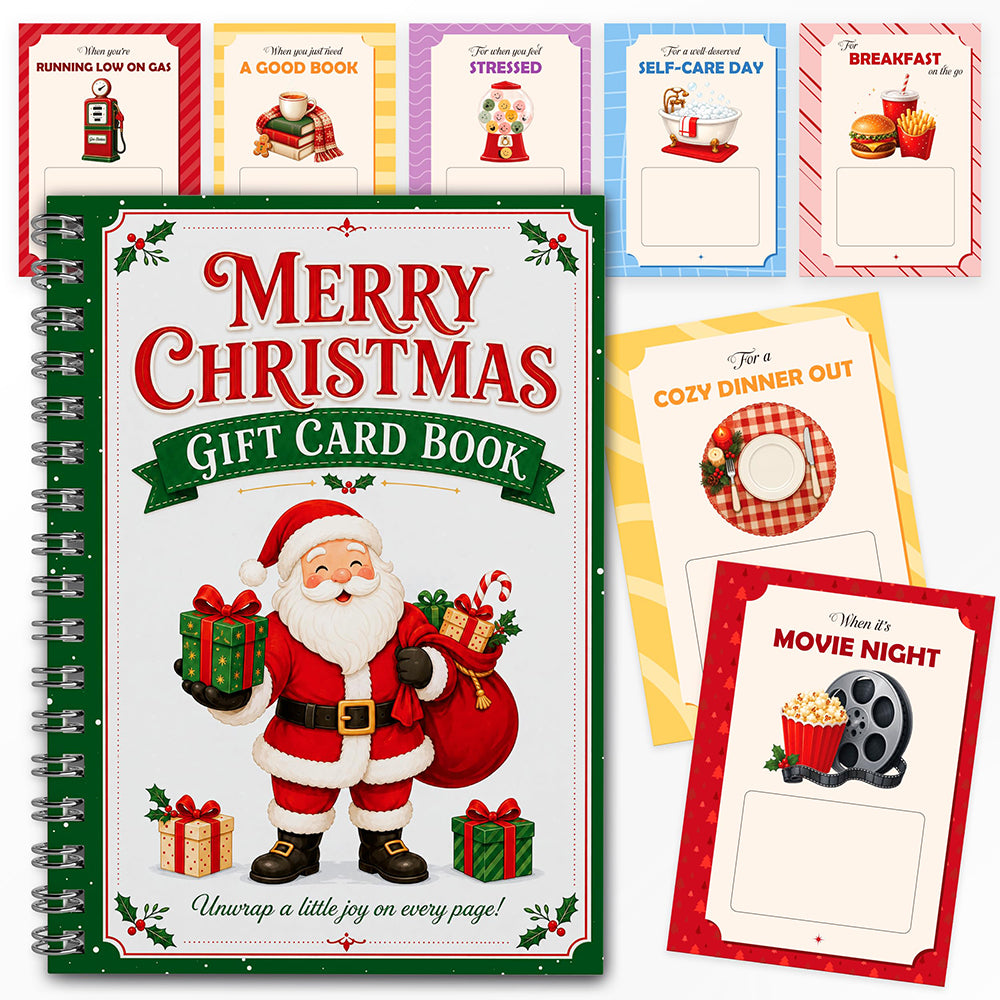 Christmas Gift Card Book Coil Bound Card Holder Book - Santa
