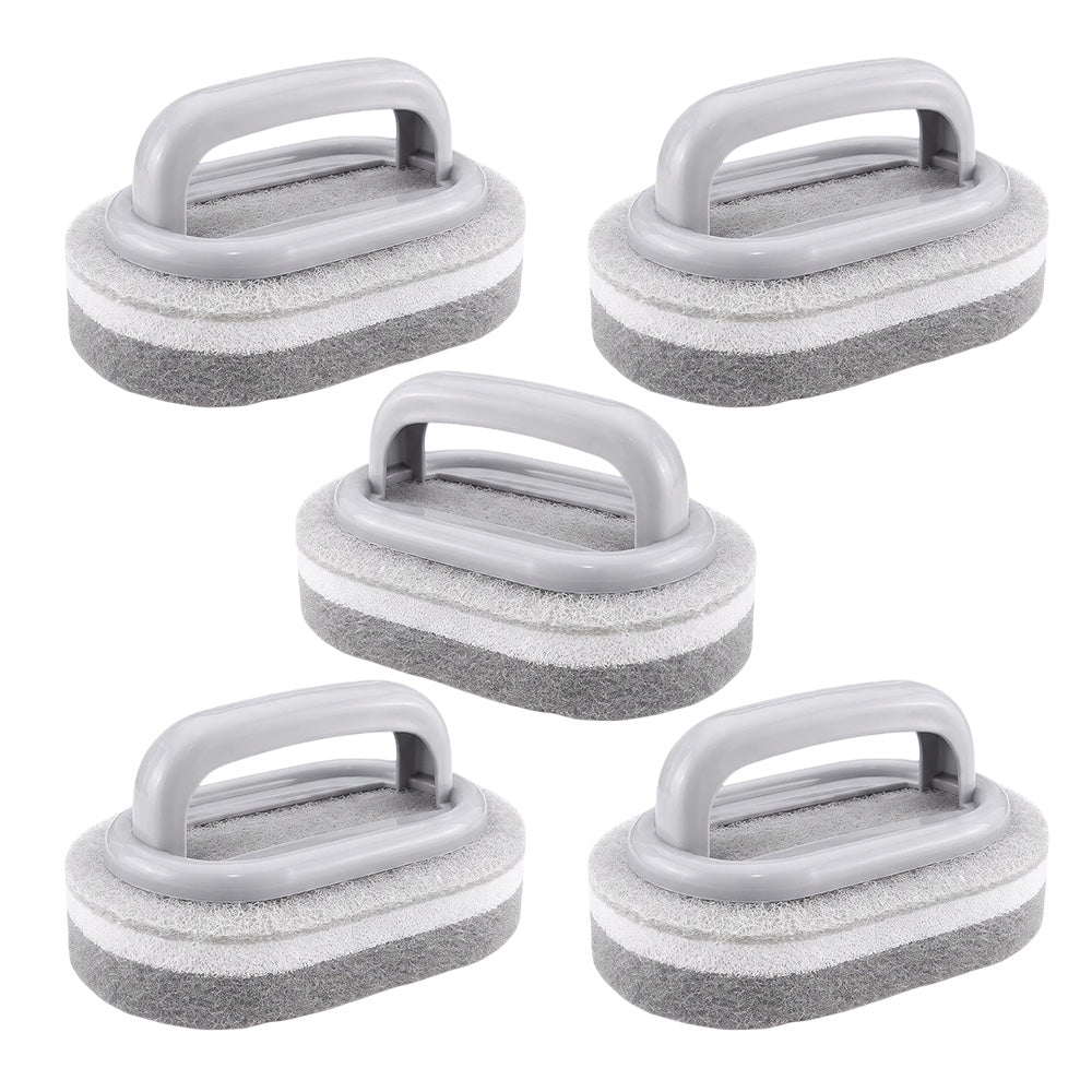 5 Piece Multi Layer Sponge Cleaning Brush Set for Kitchen Bathroom - Grey