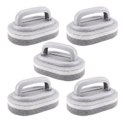 5 Piece Multi Layer Sponge Cleaning Brush Set for Kitchen Bathroom - Grey