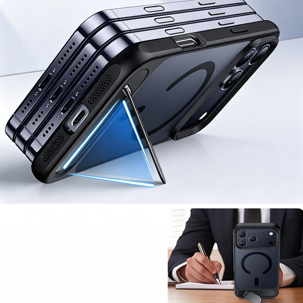 Shockproof Foldable Stand Case for iPhone 18 Series - Black