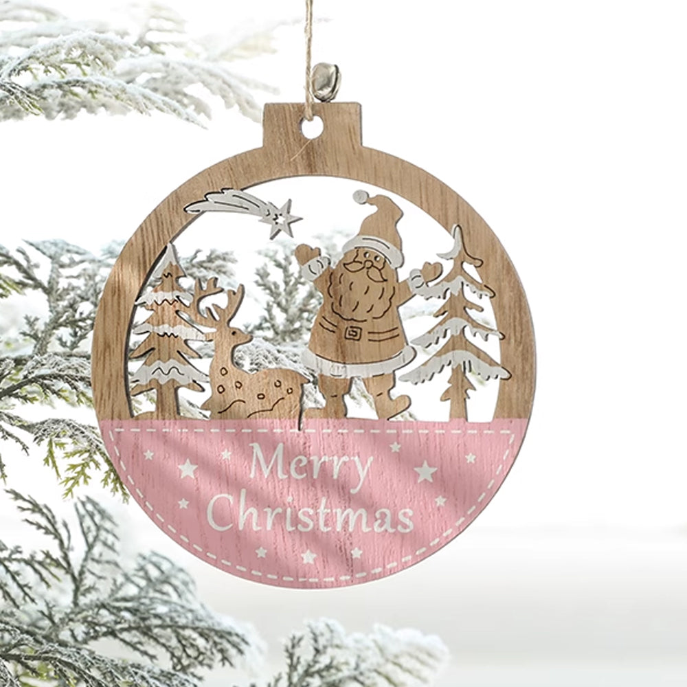 5Pcs Christmas Wooden Hanging Ornament Xmas Tree Pendant Decorations Home Holiday Party Decor