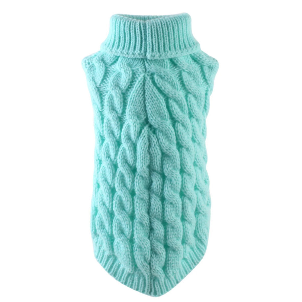 Puppy Dog Jumper Winter Warm Knitted Sweater Pet Clothes for Small Dogs Coat -Blue